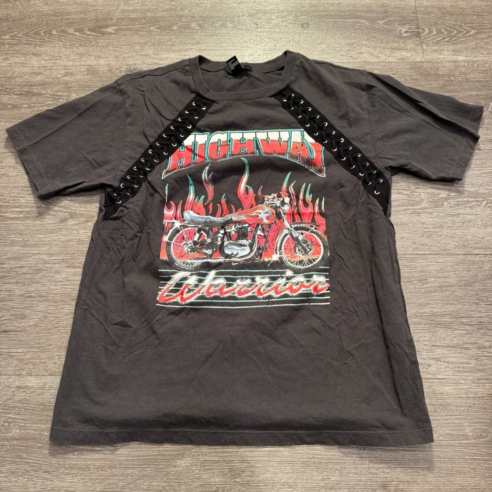 Forever 21 Shirt Womens Small Tee Short Sleeve Highway Warrior Biker Grunge‎